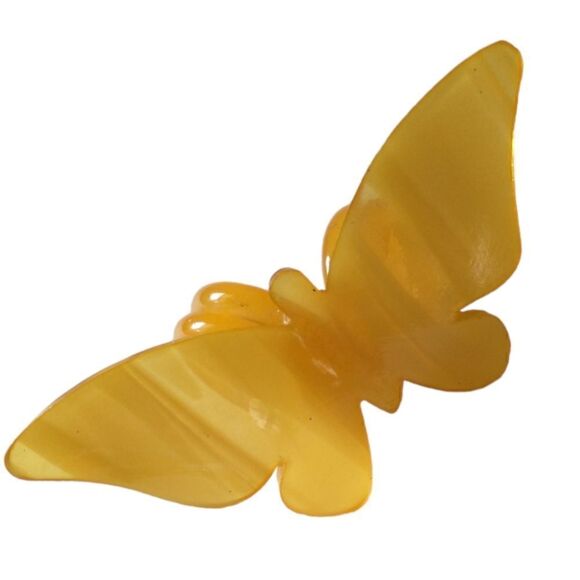 Vintage Butterfly Scarf Clip Holder Slide Lucite Marbled Yellow Mid Century Mod. - Picture 12 of 16